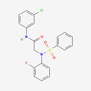 molecular formula C20H16ClFN2O3S B3445596 N~1~-(3-chlorophenyl)-N~2~-(2-fluorophenyl)-N~2~-(phenylsulfonyl)glycinamide 