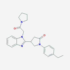 molecular formula C25H28N4O2 B344560 1-(4-Ethylphenyl)-4-[1-(2-oxo-2-pyrrolidinylethyl)benzimidazol-2-yl]pyrrolidin-2-one CAS No. 942864-13-3