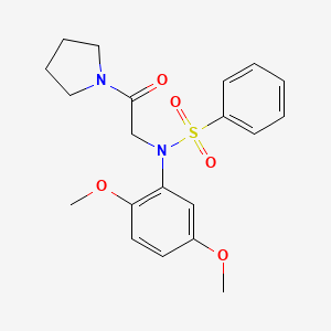 molecular formula C20H24N2O5S B3445609 N-(2,5-dimethoxyphenyl)-N-[2-oxo-2-(1-pyrrolidinyl)ethyl]benzenesulfonamide 