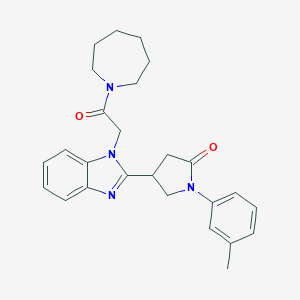 molecular formula C26H30N4O2 B344562 4-(1-(2-(azepan-1-yl)-2-oxoethyl)-1H-benzo[d]imidazol-2-yl)-1-(m-tolyl)pyrrolidin-2-one CAS No. 915188-76-0