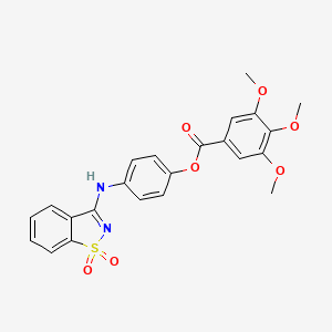 molecular formula C23H20N2O7S B3445633 4-[(1,1-dioxido-1,2-benzisothiazol-3-yl)amino]phenyl 3,4,5-trimethoxybenzoate 