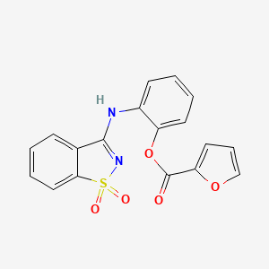 molecular formula C18H12N2O5S B3445636 2-[(1,1-dioxido-1,2-benzisothiazol-3-yl)amino]phenyl 2-furoate 
