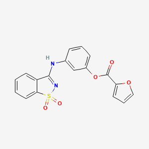 molecular formula C18H12N2O5S B3445637 3-[(1,1-dioxido-1,2-benzisothiazol-3-yl)amino]phenyl 2-furoate 