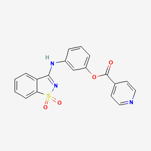 molecular formula C19H13N3O4S B3445643 3-[(1,1-dioxido-1,2-benzisothiazol-3-yl)amino]phenyl isonicotinate 