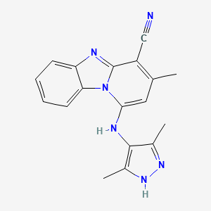 molecular formula C18H16N6 B3445711 1-[(3,5-dimethyl-1H-pyrazol-4-yl)amino]-3-methylpyrido[1,2-a]benzimidazole-4-carbonitrile 