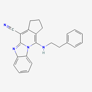 molecular formula C23H20N4 B3445725 11-[(2-phenylethyl)amino]-2,3-dihydro-1H-cyclopenta[4,5]pyrido[1,2-a]benzimidazole-4-carbonitrile 