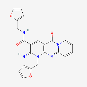 molecular formula C22H17N5O4 B3445754 N,1-bis(2-furylmethyl)-2-imino-5-oxo-1,5-dihydro-2H-dipyrido[1,2-a:2',3'-d]pyrimidine-3-carboxamide 
