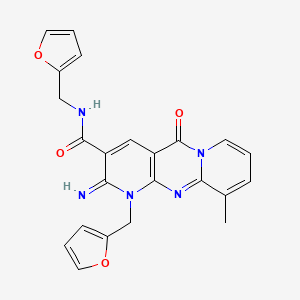 molecular formula C23H19N5O4 B3445755 N,1-bis(2-furylmethyl)-2-imino-10-methyl-5-oxo-1,5-dihydro-2H-dipyrido[1,2-a:2',3'-d]pyrimidine-3-carboxamide 