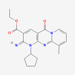 molecular formula C20H22N4O3 B3445785 ethyl 1-cyclopentyl-2-imino-10-methyl-5-oxo-1,5-dihydro-2H-dipyrido[1,2-a:2',3'-d]pyrimidine-3-carboxylate 
