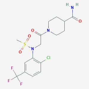 molecular formula C16H19ClF3N3O4S B3445840 1-[N-[2-chloro-5-(trifluoromethyl)phenyl]-N-(methylsulfonyl)glycyl]-4-piperidinecarboxamide 