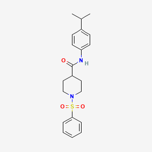 molecular formula C21H26N2O3S B3445943 N-(4-isopropylphenyl)-1-(phenylsulfonyl)-4-piperidinecarboxamide 