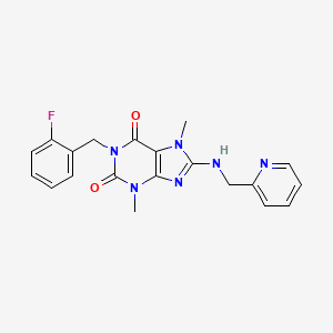 molecular formula C20H19FN6O2 B3445959 1-(2-fluorobenzyl)-3,7-dimethyl-8-[(2-pyridinylmethyl)amino]-3,7-dihydro-1H-purine-2,6-dione 