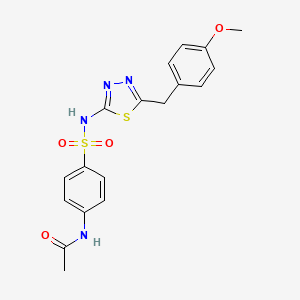 molecular formula C18H18N4O4S2 B3445983 N-[4-({[5-(4-methoxybenzyl)-1,3,4-thiadiazol-2-yl]amino}sulfonyl)phenyl]acetamide 