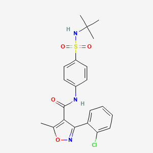molecular formula C21H22ClN3O4S B3445990 N-{4-[(tert-butylamino)sulfonyl]phenyl}-3-(2-chlorophenyl)-5-methyl-4-isoxazolecarboxamide 