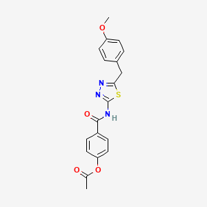 molecular formula C19H17N3O4S B3446021 4-({[5-(4-methoxybenzyl)-1,3,4-thiadiazol-2-yl]amino}carbonyl)phenyl acetate 