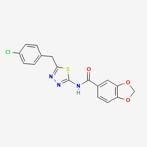 molecular formula C17H12ClN3O3S B3446057 N-[5-(4-chlorobenzyl)-1,3,4-thiadiazol-2-yl]-1,3-benzodioxole-5-carboxamide 