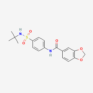 molecular formula C18H20N2O5S B3446067 N-{4-[(tert-butylamino)sulfonyl]phenyl}-1,3-benzodioxole-5-carboxamide 
