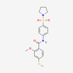 molecular formula C19H22N2O4S2 B3446093 2-methoxy-4-(methylthio)-N-[4-(1-pyrrolidinylsulfonyl)phenyl]benzamide 