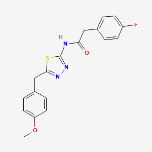 2-(4-fluorophenyl)-N-[5-(4-methoxybenzyl)-1,3,4-thiadiazol-2-yl]acetamide