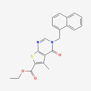 molecular formula C21H18N2O3S B3446257 ethyl 5-methyl-3-(1-naphthylmethyl)-4-oxo-3,4-dihydrothieno[2,3-d]pyrimidine-6-carboxylate 