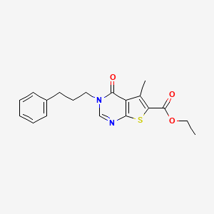 molecular formula C19H20N2O3S B3446261 ethyl 5-methyl-4-oxo-3-(3-phenylpropyl)-3,4-dihydrothieno[2,3-d]pyrimidine-6-carboxylate 