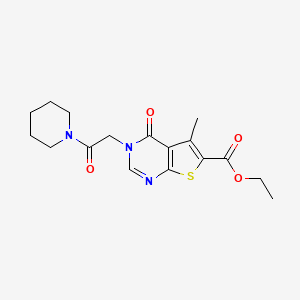 molecular formula C17H21N3O4S B3446263 ethyl 5-methyl-4-oxo-3-[2-oxo-2-(1-piperidinyl)ethyl]-3,4-dihydrothieno[2,3-d]pyrimidine-6-carboxylate 