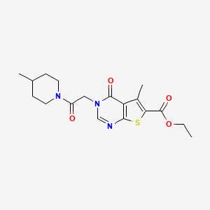 molecular formula C18H23N3O4S B3446267 ethyl 5-methyl-3-[2-(4-methyl-1-piperidinyl)-2-oxoethyl]-4-oxo-3,4-dihydrothieno[2,3-d]pyrimidine-6-carboxylate 