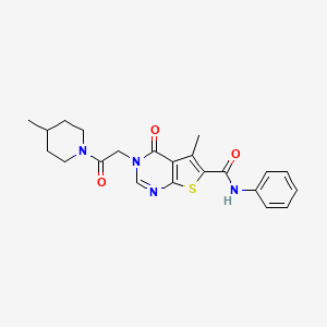 molecular formula C22H24N4O3S B3446297 5-methyl-3-[2-(4-methyl-1-piperidinyl)-2-oxoethyl]-4-oxo-N-phenyl-3,4-dihydrothieno[2,3-d]pyrimidine-6-carboxamide 