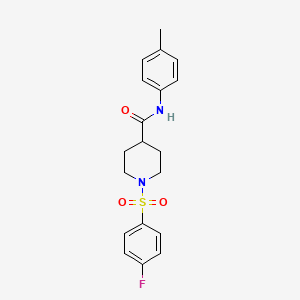 molecular formula C19H21FN2O3S B3446384 1-[(4-fluorophenyl)sulfonyl]-N-(4-methylphenyl)-4-piperidinecarboxamide 