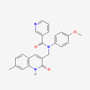 molecular formula C24H21N3O3 B3446393 N-[(2-hydroxy-7-methyl-3-quinolinyl)methyl]-N-(4-methoxyphenyl)nicotinamide 