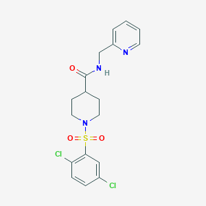 molecular formula C18H19Cl2N3O3S B3446503 1-[(2,5-dichlorophenyl)sulfonyl]-N-(2-pyridinylmethyl)-4-piperidinecarboxamide 