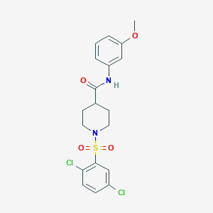 molecular formula C19H20Cl2N2O4S B3446524 1-[(2,5-dichlorophenyl)sulfonyl]-N-(3-methoxyphenyl)-4-piperidinecarboxamide 