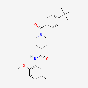molecular formula C25H32N2O3 B3446554 1-(4-tert-butylbenzoyl)-N-(2-methoxy-5-methylphenyl)-4-piperidinecarboxamide 