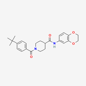 molecular formula C25H30N2O4 B3446565 1-(4-tert-butylbenzoyl)-N-(2,3-dihydro-1,4-benzodioxin-6-yl)-4-piperidinecarboxamide 