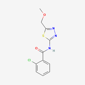 molecular formula C11H10ClN3O2S B3446592 2-chloro-N-[5-(methoxymethyl)-1,3,4-thiadiazol-2-yl]benzamide 