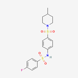 molecular formula C18H21FN2O4S2 B3446595 4-fluoro-N-{4-[(4-methyl-1-piperidinyl)sulfonyl]phenyl}benzenesulfonamide 