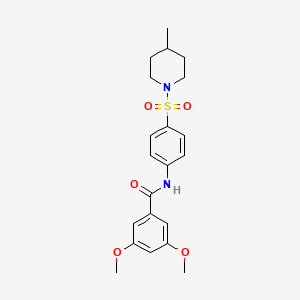 molecular formula C21H26N2O5S B3446604 3,5-dimethoxy-N-{4-[(4-methyl-1-piperidinyl)sulfonyl]phenyl}benzamide 