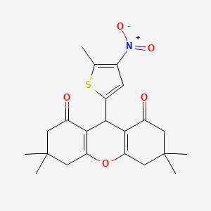 molecular formula C22H25NO5S B3446621 3,3,6,6-tetramethyl-9-(5-methyl-4-nitro-2-thienyl)-3,4,5,6,7,9-hexahydro-1H-xanthene-1,8(2H)-dione 