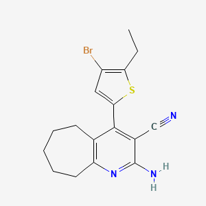 molecular formula C17H18BrN3S B3446623 2-amino-4-(4-bromo-5-ethyl-2-thienyl)-6,7,8,9-tetrahydro-5H-cyclohepta[b]pyridine-3-carbonitrile 