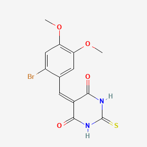 molecular formula C13H11BrN2O4S B3446647 5-(2-bromo-4,5-dimethoxybenzylidene)-2-thioxodihydro-4,6(1H,5H)-pyrimidinedione 