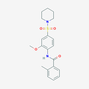 molecular formula C20H24N2O4S B3446676 N-[2-methoxy-4-(1-piperidinylsulfonyl)phenyl]-2-methylbenzamide 