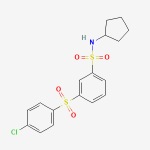 molecular formula C17H18ClNO4S2 B3446710 3-[(4-chlorophenyl)sulfonyl]-N-cyclopentylbenzenesulfonamide 