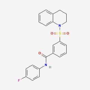 molecular formula C22H19FN2O3S B3446746 3-(3,4-dihydro-1(2H)-quinolinylsulfonyl)-N-(4-fluorophenyl)benzamide 