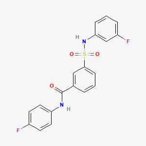 molecular formula C19H14F2N2O3S B3446750 N-(4-fluorophenyl)-3-{[(3-fluorophenyl)amino]sulfonyl}benzamide 