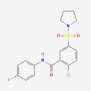 molecular formula C17H16ClIN2O3S B3446814 2-chloro-N-(4-iodophenyl)-5-(1-pyrrolidinylsulfonyl)benzamide 