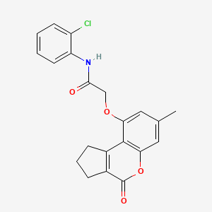 molecular formula C21H18ClNO4 B3446862 N-(2-chlorophenyl)-2-[(7-methyl-4-oxo-1,2,3,4-tetrahydrocyclopenta[c]chromen-9-yl)oxy]acetamide 