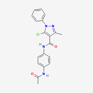 molecular formula C19H17ClN4O2 B3446957 N-[4-(acetylamino)phenyl]-5-chloro-3-methyl-1-phenyl-1H-pyrazole-4-carboxamide 