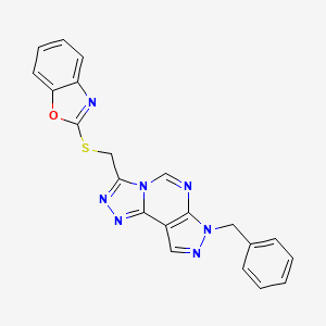 molecular formula C21H15N7OS B3446977 3-[(1,3-benzoxazol-2-ylthio)methyl]-7-benzyl-7H-pyrazolo[4,3-e][1,2,4]triazolo[4,3-c]pyrimidine 