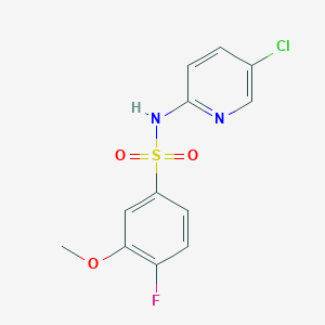 molecular formula C12H10ClFN2O3S B344703 N-(5-chloro-2-pyridinyl)-4-fluoro-3-methoxybenzenesulfonamide CAS No. 714214-50-3