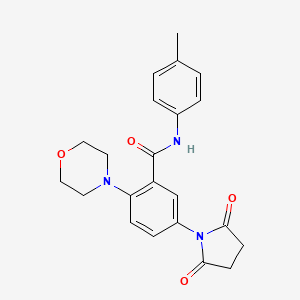 molecular formula C22H23N3O4 B3447039 5-(2,5-dioxo-1-pyrrolidinyl)-N-(4-methylphenyl)-2-(4-morpholinyl)benzamide 